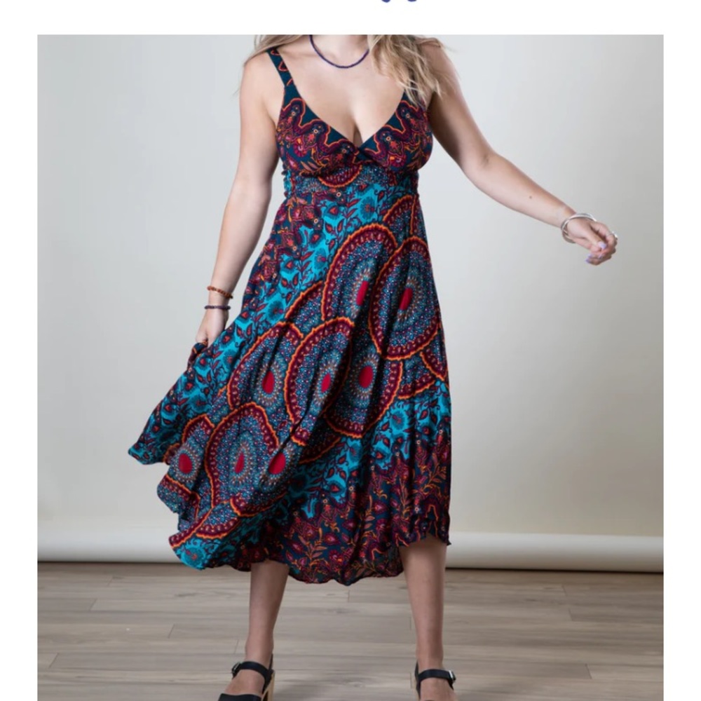 Mexicali Blues Indio Plunge Dress Teal XL